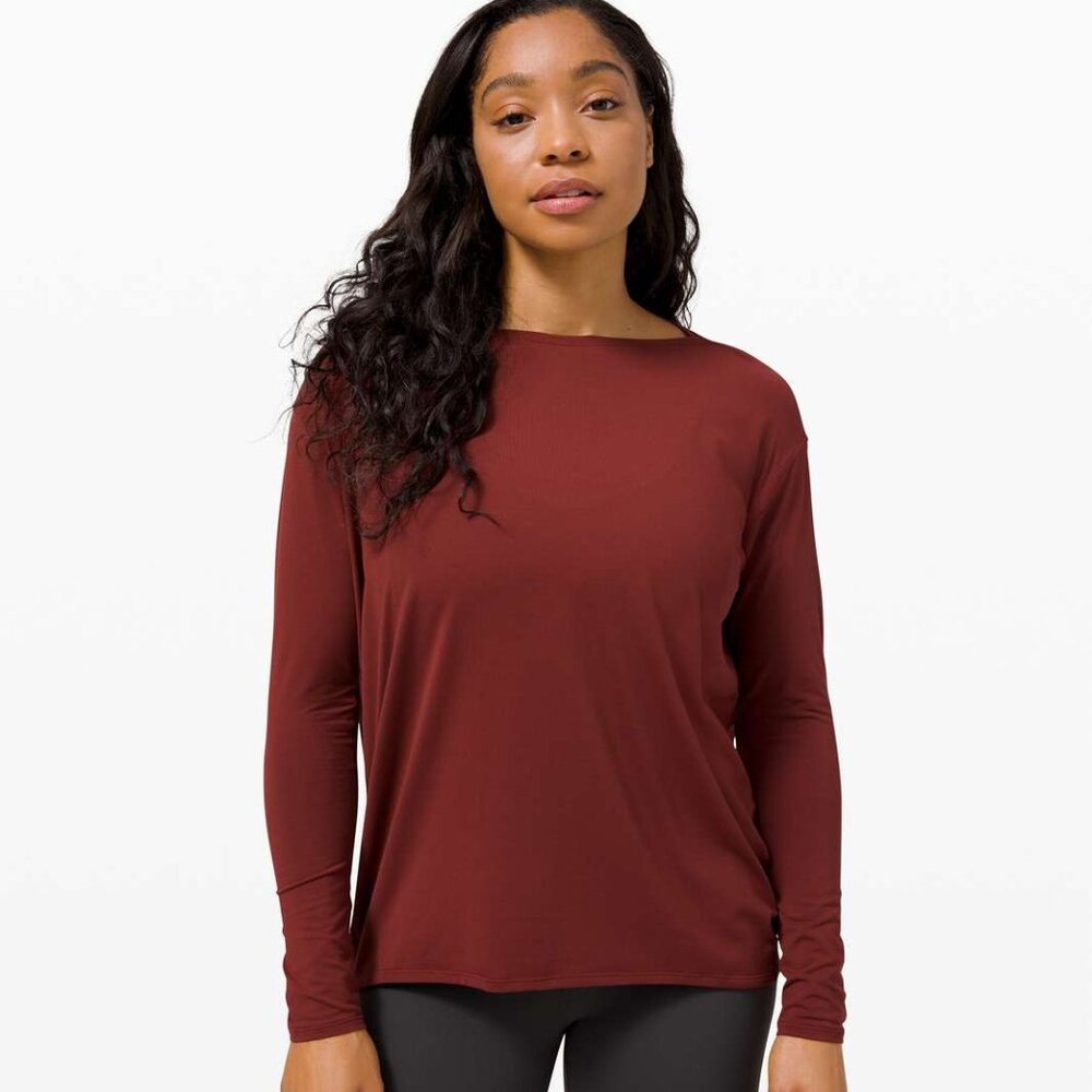 Lululemon Back in Action Long Sleeve *Rulu fabric Size 8 Color Savannah